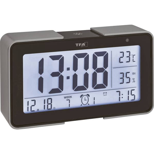TFA Dostmann 60.2540.01 DCF Väckarklocka Svart, Silver Larmtider 3