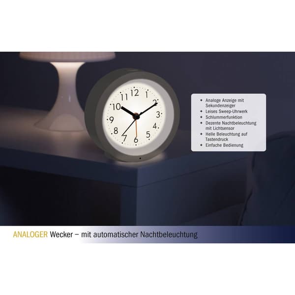 TFA Dostmann 60.1029.02 Kvarts Väckarklocka Vit Larmtider 1 Smygande urverk (tystgående)