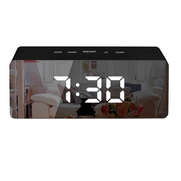 Digital Väckarklocka med Spegel - Svart