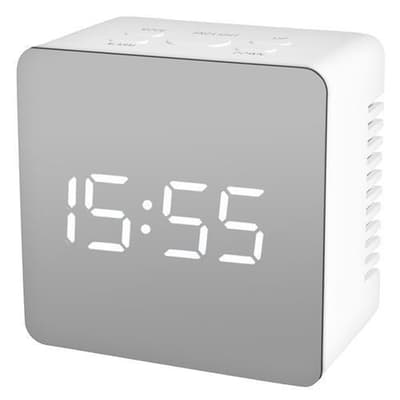 Väckarklocka Digital Spegelglas med termometer Vit
