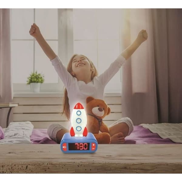Rocket Night Light Alarm Clock med ljudeffekter
