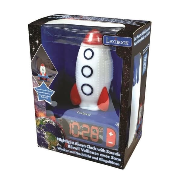 Rocket Night Light Alarm Clock med ljudeffekter
