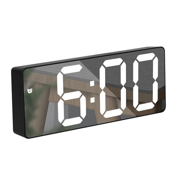LED Herätyskello valkoisilla numeroilla - Musta