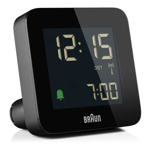 Braun radiokontrollert lettbetjent sort digital vekkerklokke BC09B-DCF
