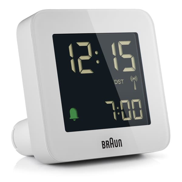 Braun radiokontrollert lettbetjent hvit digital vekkerklokke BC09W-DCF