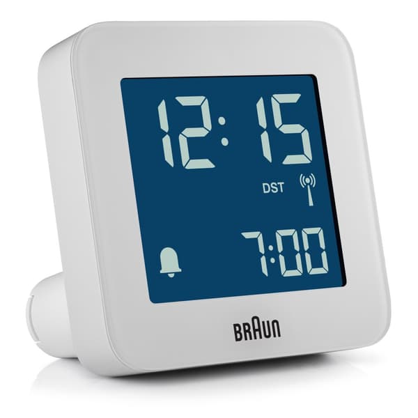 Braun radiokontrollert lettbetjent hvit digital vekkerklokke BC09W-DCF