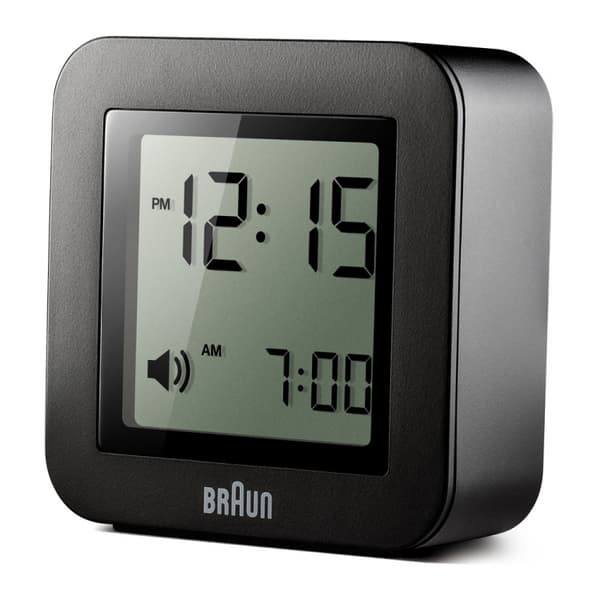 Braun sort liten digital vekkerklokke BNC018B