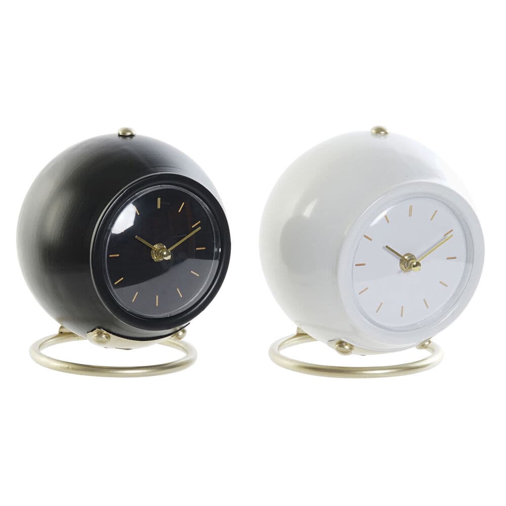 Asztali óra DKD Home Decor Vit Svart Järn (2 pcs) (16 x 13 x 18 cm)