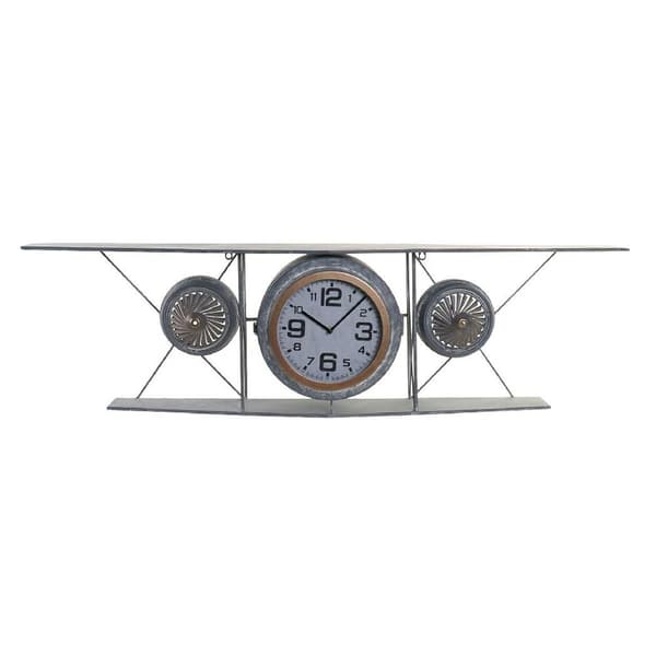 Vægur DKD Home Decor Krystal Jern Fly Træ MDF Mørkegrå (120 x 21 x 33.5 cm)
