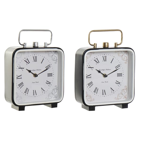 Namizna ura DKD Home Decor 19 x 7 x 27 cm Krystal Sort Blå Hvid Jern (2 enheder)