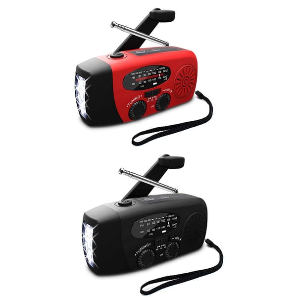 Vevradio / Nödradio Solcell Ficklampa Powerbank