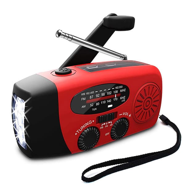 Vevradio / Nödradio Solcell Ficklampa Powerbank