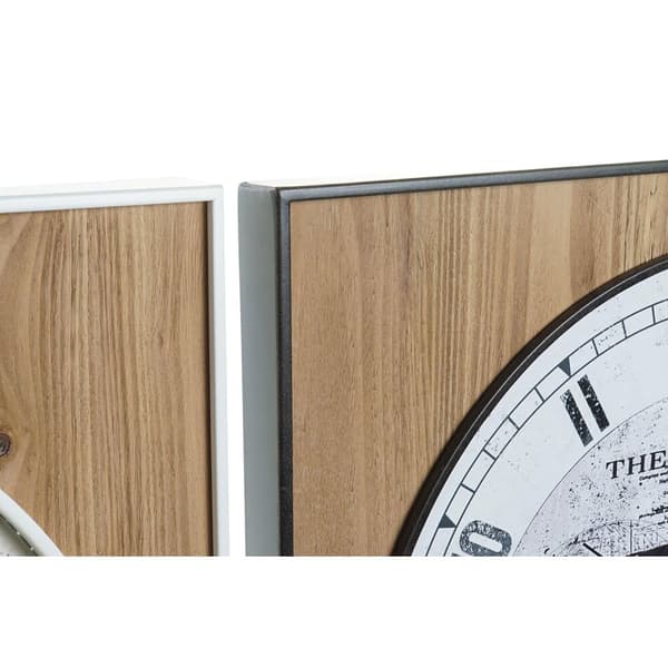 Seinäkello DKD Home Decor Musta Valkoinen Rauta Vintage 60 x 4,5 x 60 cm Puu MDF Maailmankartta (2 osaa)