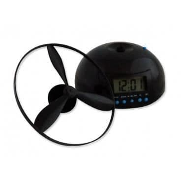 Väckarklocka - Svart - Flygande propeller - Mått 160x160x70mm - PVC - Blandat