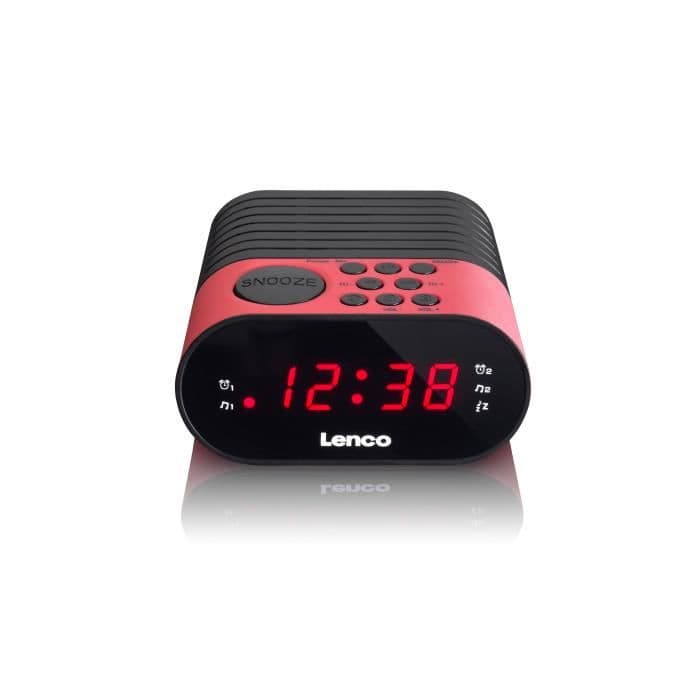 Lenco CR-07, Klocka, FM,PLL, LED, Svart, Rosa, 3 V, Nät, Batteri-Batteri
