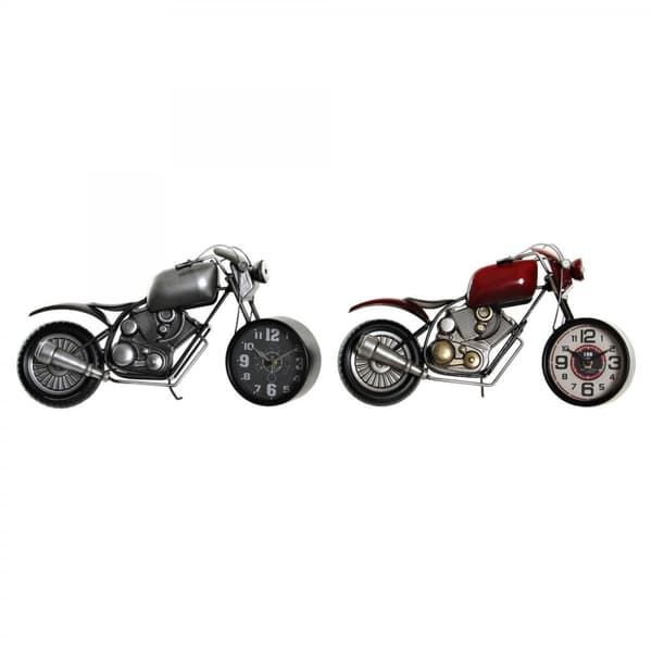 Pöytäkello DKD Home Decor Brettspill 44 x 13,5 x 23 cm Rød Grå Moped Jern Vintage (2 enheter)