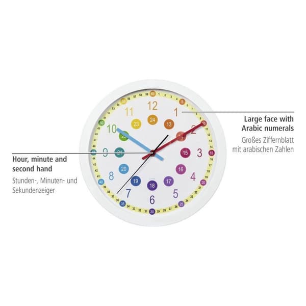 Hama Vægur til børn "Easy Learning", diameter 30 cm, støjsvag