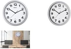 Radiour 9054095 MAULstep, vægur, automatisk tidsindstilling, store cifre, plastik, ubrydelig, sølv, Ø 40 cm
