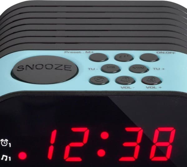 Lenco CR-07 Blå - Clockradio med sleep-timer og dobbelt alarm - Blå