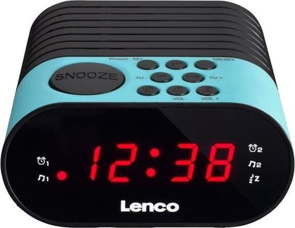 Lenco CR-07 Blå - Clockradio med sleep-timer og dobbelt alarm - Blå