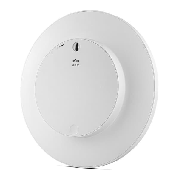 Braun klassisk radiostyrd väggklocka i vitt / exakt tyst urverk / sekundvisare med flyteffekt (utan tickande) / härdat glas / diameter 30 cm / modell