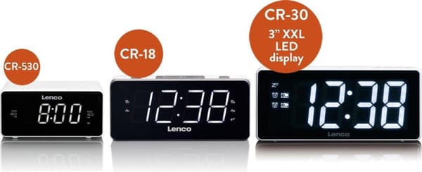 Lenco CR-18 Vit - Klockradio med LED-display - Vit
