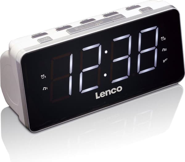 Lenco CR-18 Vit - Klockradio med LED-display - Vit