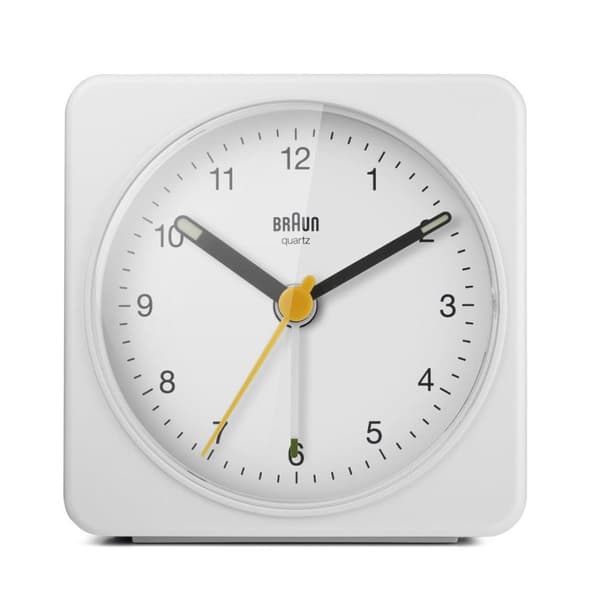 Braun BC03W - Quartz alarm clock - Rectangle - White - Buzzer - Analog - Rechargeable battery (67083)