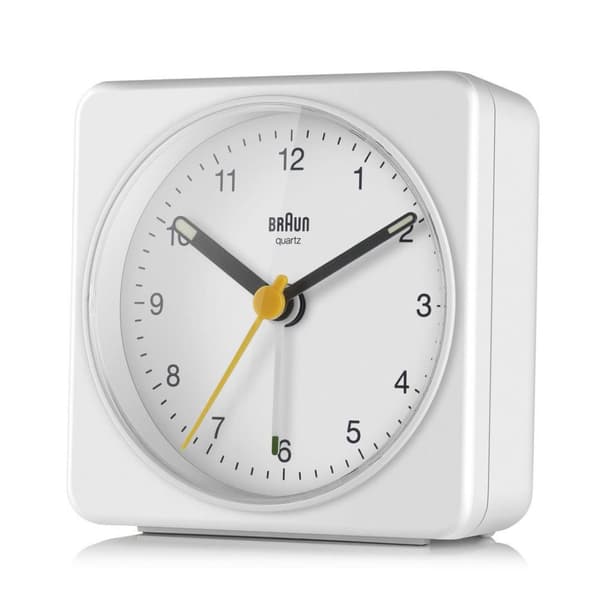 Braun BC03W - Quartz alarm clock - Rectangle - White - Buzzer - Analog - Rechargeable battery (67083)