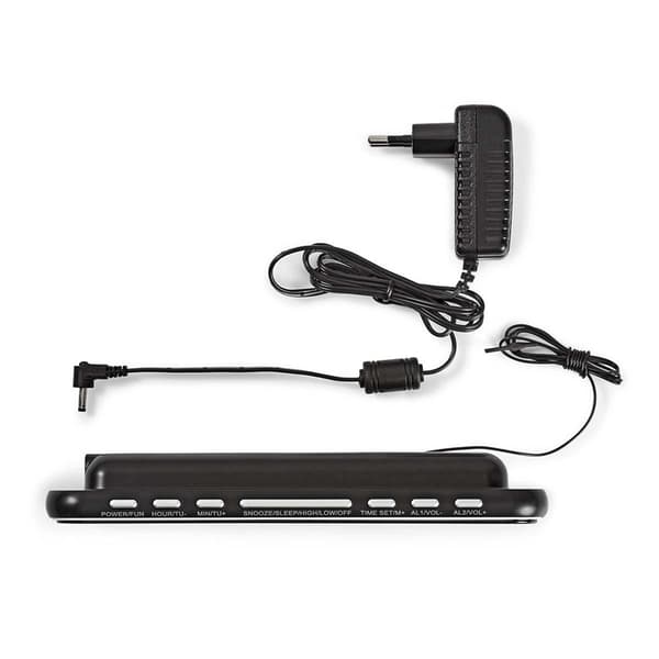 Nedis Digital vækkeur Radio | LED Display | 1x 3.5 mm Audio Input | Tidsprojektion | AM / FM | Snooze funktion | Sleep timer | Antal alarmer: 2 | Sort