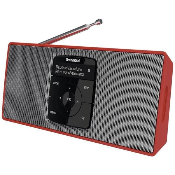 TechniSat DIGITRADIO 2 S Pocketradio DAB+, FM Bluetooth, DAB+, FM-larmfunktion, uppladdningsbar röd, silver