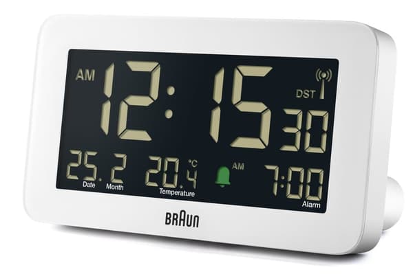Braun vekkerklokke radiokontrollert med temperatur og dato