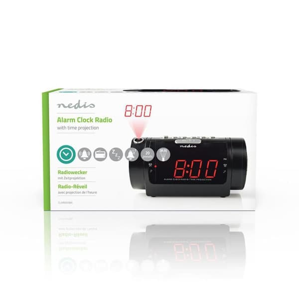 Nedis CLAR005BK digitaalinen kelloradio 0,9 tuuman LED-näytöllä Fm Double Alarm Torkku