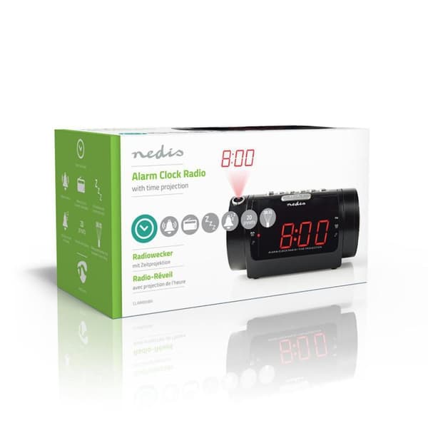 Nedis CLAR005BK digitaalinen kelloradio 0,9 tuuman LED-näytöllä Fm Double Alarm Torkku