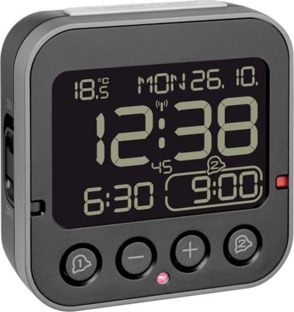 TFA 60.2552.01 radioväckarklocka svart alarm gånger 2 (60.2552.01)