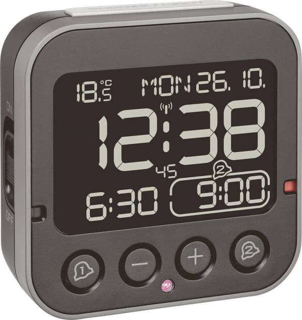 TFA 60.2552.01 radioväckarklocka svart alarm gånger 2 (60.2552.01)