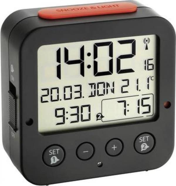 Tfa "Bingo" trådløst vækkeur (L x B) 81, 33 mm, mm x 81 mm Sort (60.2528.01)