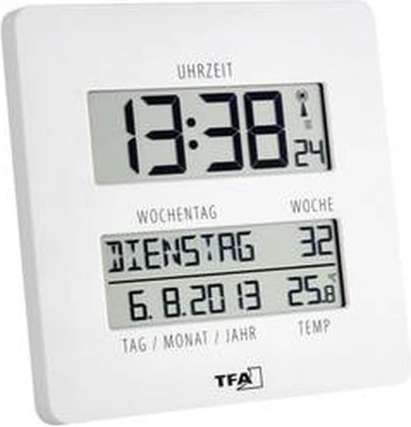 TFA-Dostmann Time Line Digitalt Bordur Hvid Firkant (60.4509.02)