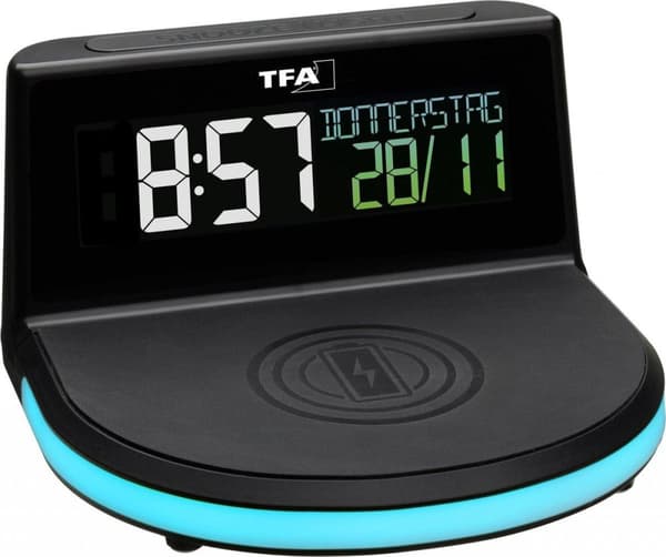 TFA 60.2028.01 digitaalinen herätyskello langattomalla latausasemalla CHARGE (60.2028.01)