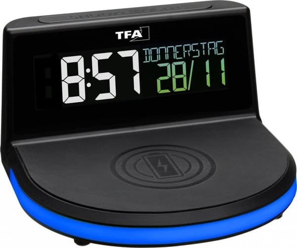 TFA 60.2028.01 digitaalinen herätyskello langattomalla latausasemalla CHARGE (60.2028.01)