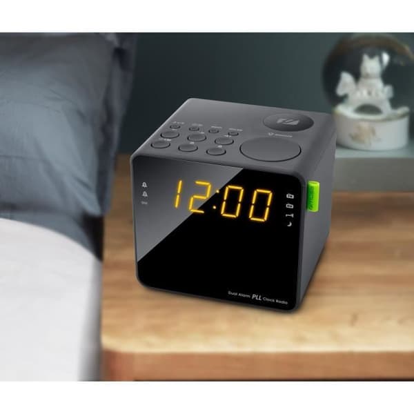 MUSE M-187 CR Klockradio - PLL FM-tuner - Dubbla larm - Stora gula siffror - Svart