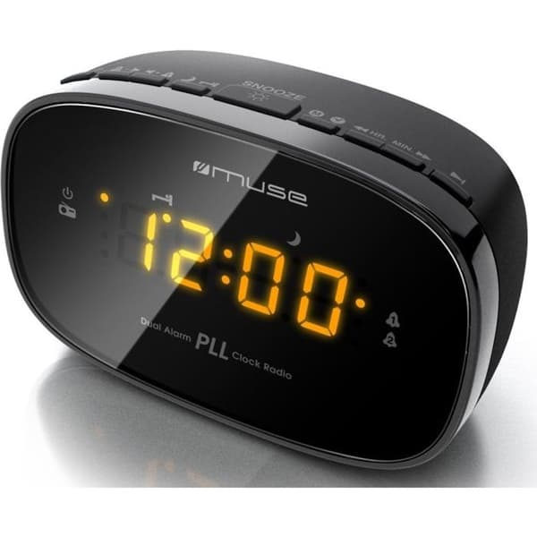 MUSE M-150 CR klockradio - Dubbelt larm - PLL FM-tuner - 20 förinställningar - Gula siffror