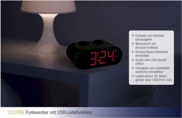 TFA 60.2551.01 radiovækkeur sort alarm gange 1 (60.2551.01)