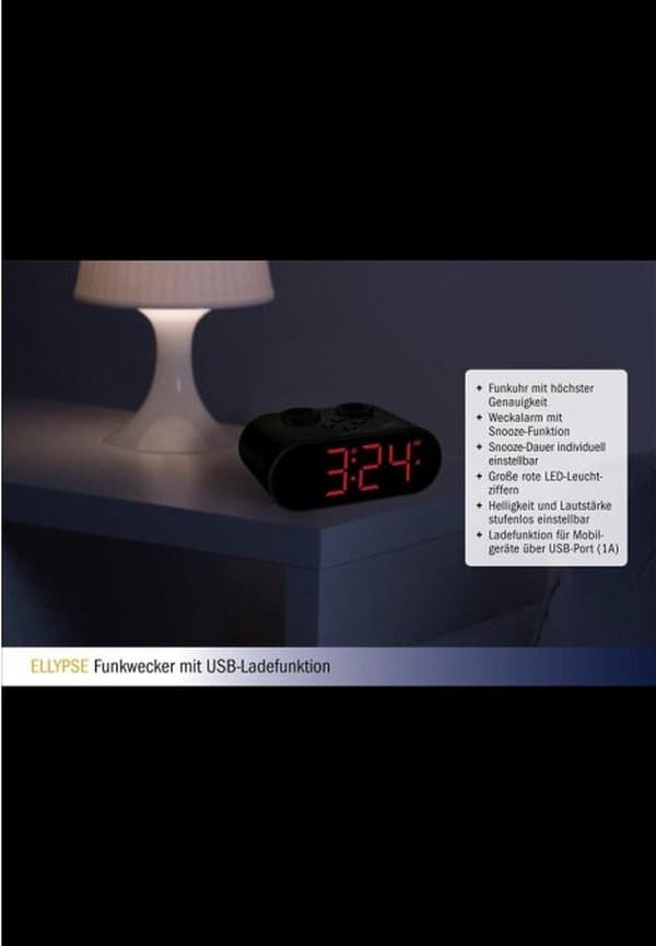 TFA 60.2551.01 radiovækkeur sort alarm gange 1 (60.2551.01)