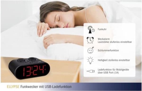TFA 60.2551.01 radiovækkeur sort alarm gange 1 (60.2551.01)