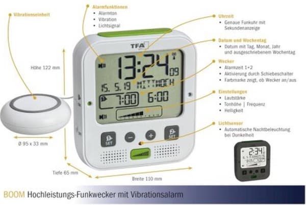 TFA 60.2538.02 Boom High Performance Radio Alarm Clock (60.2538.02)