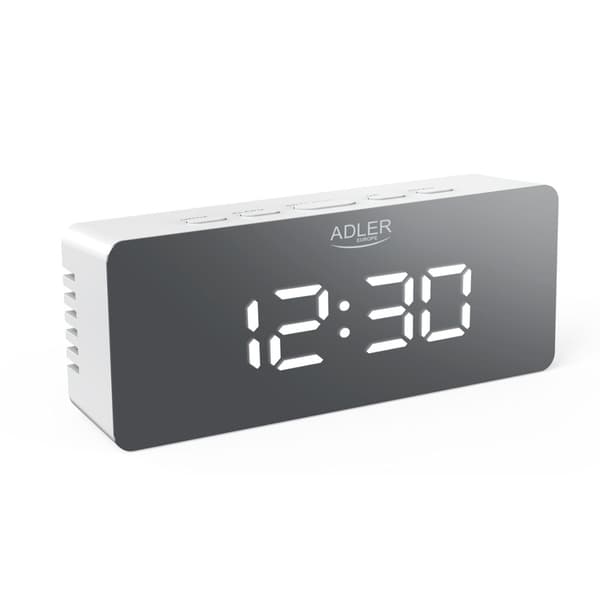 Adler herätyskello suurella LED-näytöllä - Valkoinen