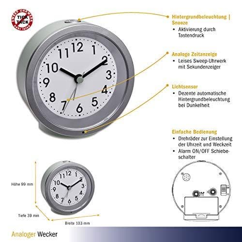 TFA Dostmann 60.1034.04 kvarts väckarklocka mint alarm gånger 1 (60.1034.04)