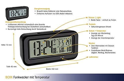 TFA-Dostmann BOXX digitalt vækkeur sort (60.2554.01)