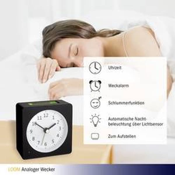 TFA Dostmann 60.1031.01 Alarm Clock Quartz Black Alarmtider: 1